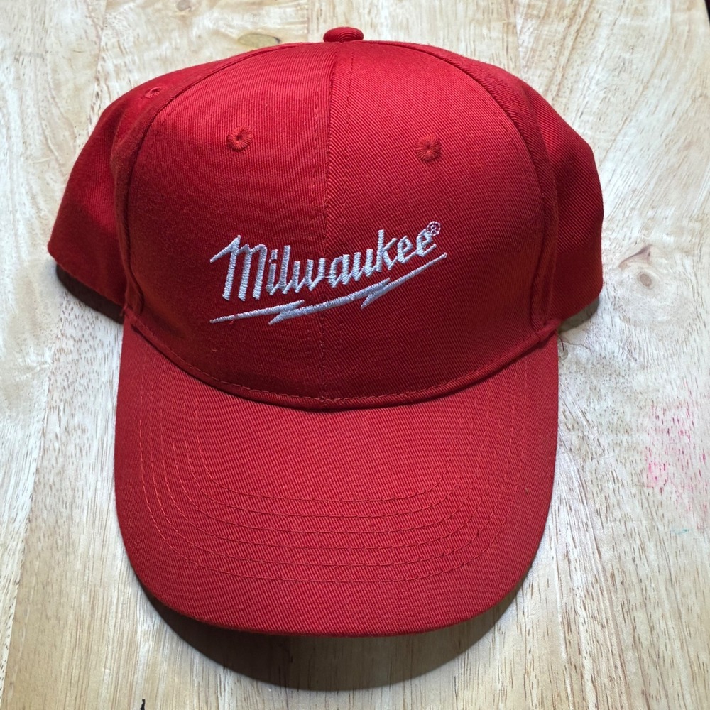 Milwaukee Tool Hat Red Wild Impact Embroidered Logo Adjustable Workwear Cap
